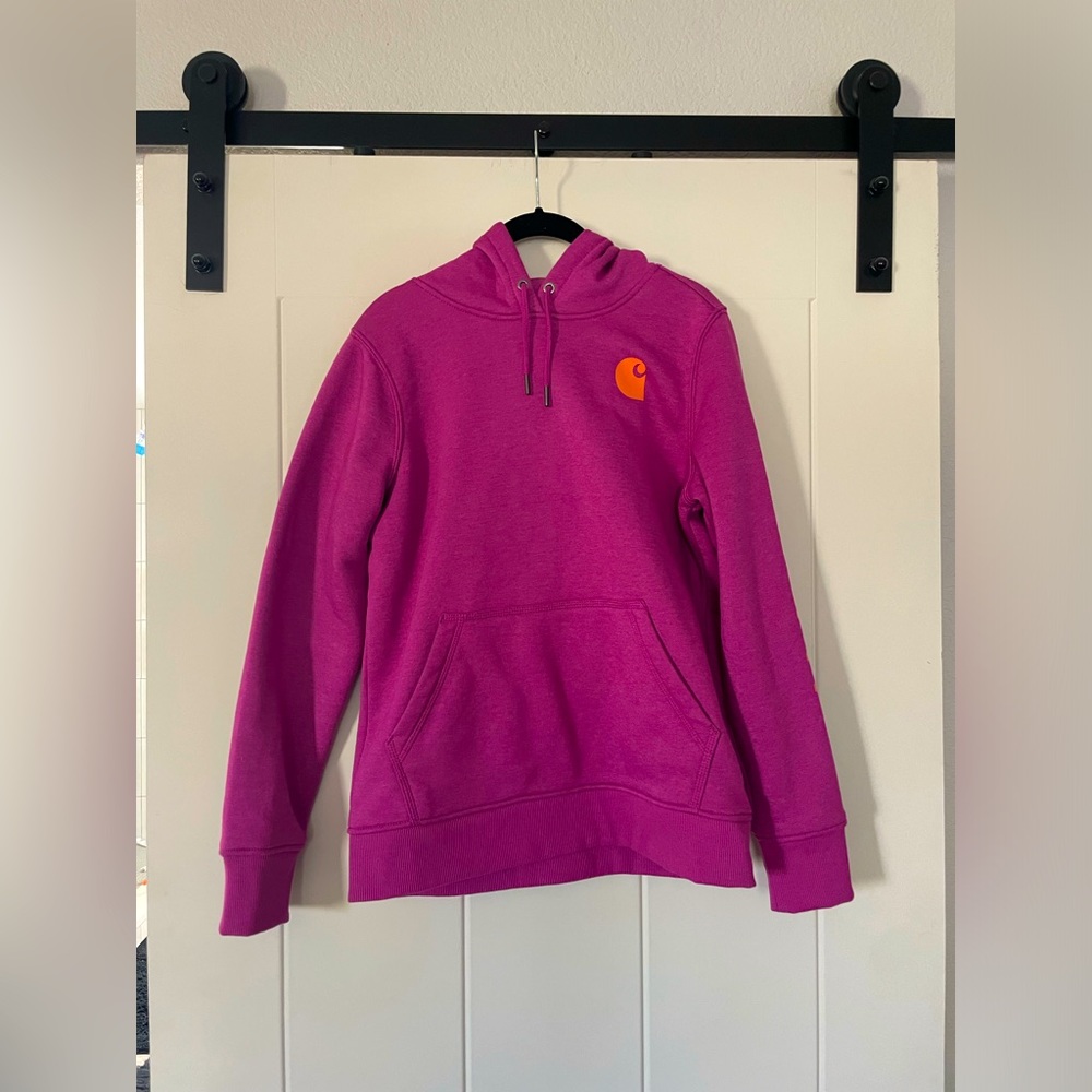 Carhartt Hooded Sweatshirt Youth Pink Hoodie Pullover Cotton Blend